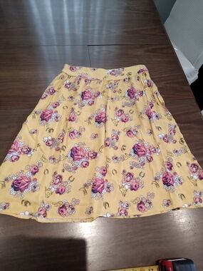 Modcloth Mustard Yellow Floral Western Skirt